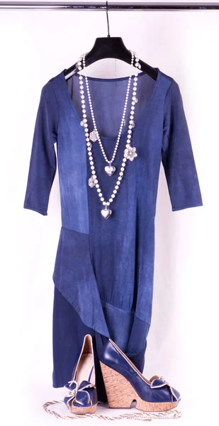Blue female dress — Stock Photo, Image