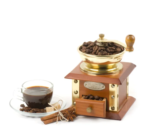 Coffee grinder and little coffee cup — Stock Photo, Image