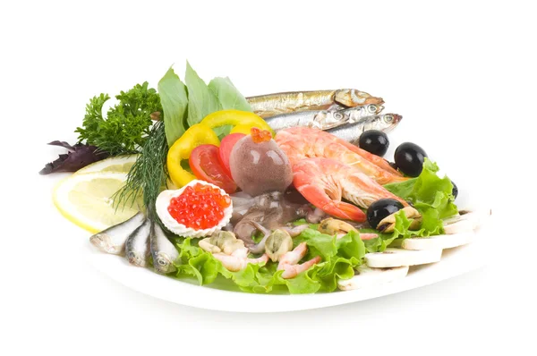 Frutos do mar no prato — Fotografia de Stock