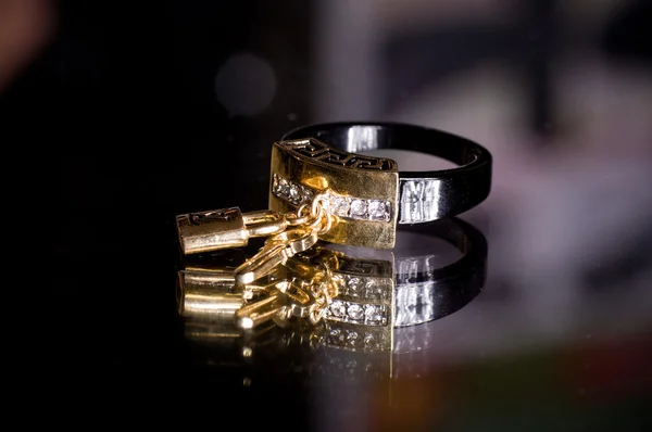 Beautiful jewelry on black background — Stock Photo, Image