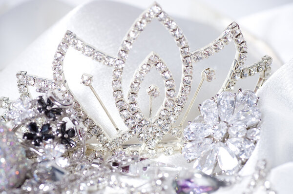 Silver jewelry on black background