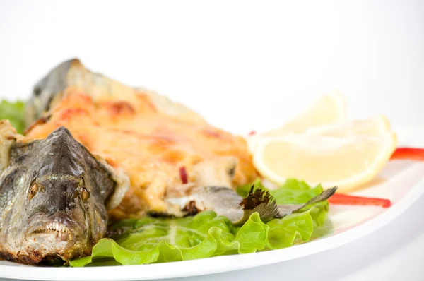 Roasted fish with cheese — Stock Photo, Image