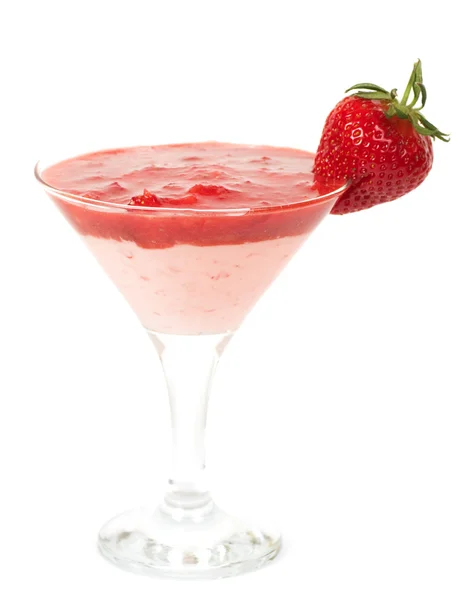 Fresh juice cocktail with strawberry in a glass — Stock Photo, Image