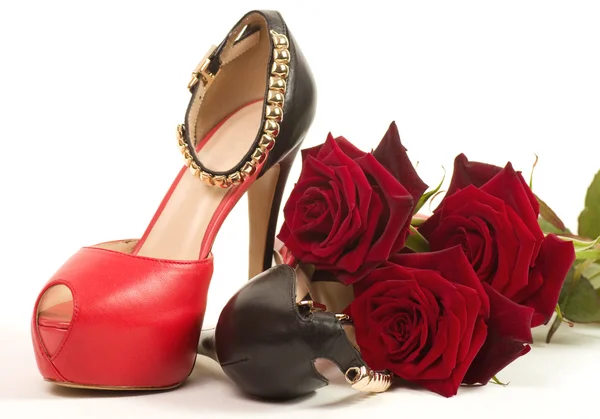 Woman's black and red high heel shoe — Stock Photo, Image