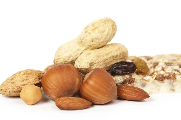 Promíchejte, ořechy a sušeným ovocem — Stock fotografie