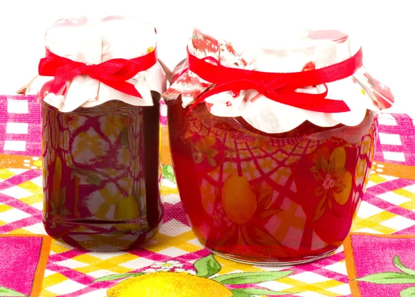 JAR s jam (třešeň, jahoda) — Stock fotografie