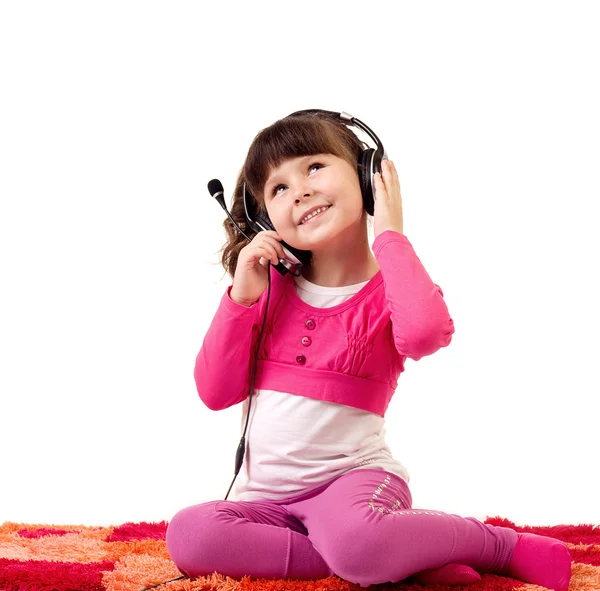 Little girl with headphones — Stock Photo, Image