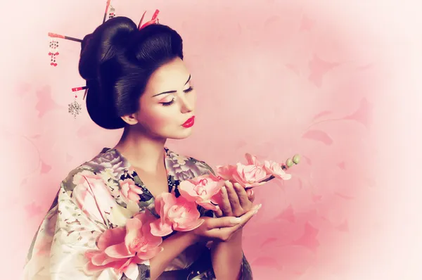 Portrait of a Japanese geisha woman — Stock Photo, Image