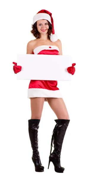 Молодая женщина в одежде Санта-Клауса — стоковое фото