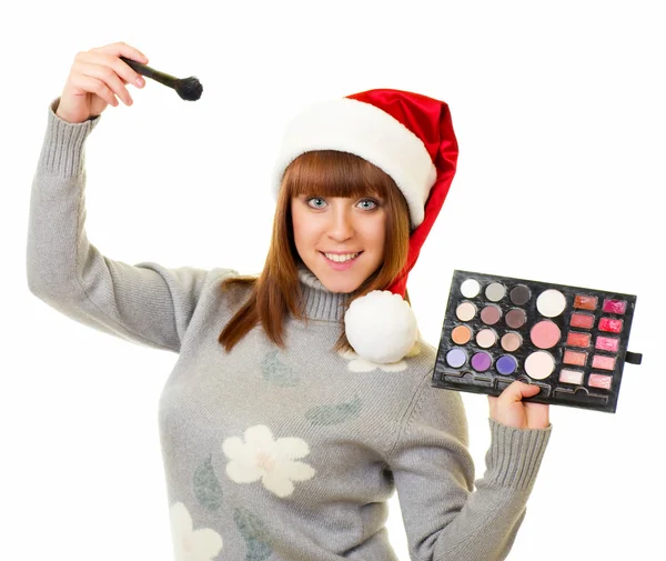 Young woman in Santa Claus clothes — Stock Photo, Image