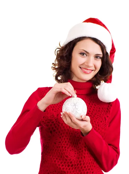 Jeune femme dans les vêtements du Père Noël Photos De Stock Libres De Droits