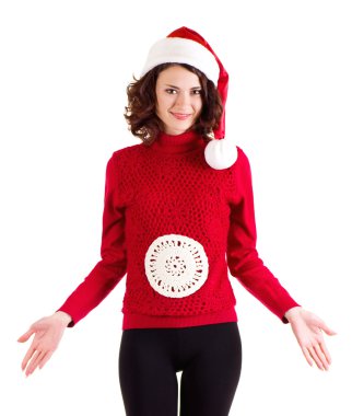 Noel Baba giysili genç kadın