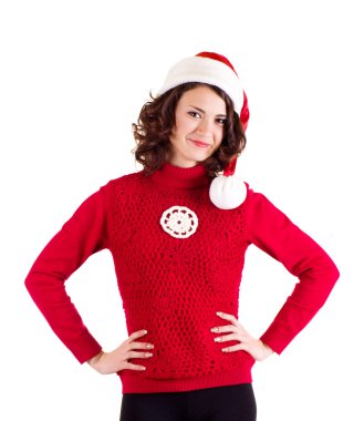 Noel Baba giysili genç kadın