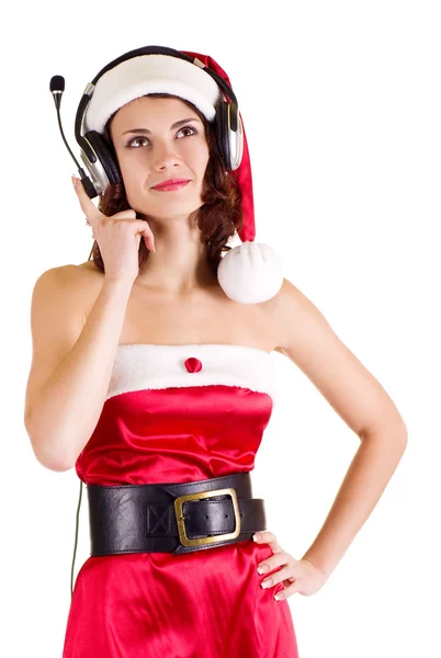 Young girl in Santa Claus clothes — Stock Photo, Image