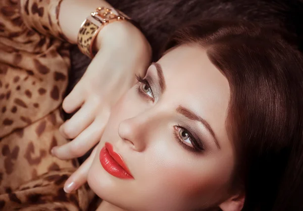 Beautiful young woman with makeup — Stock Photo, Image