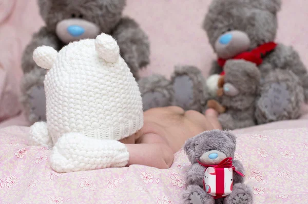 Cute funny infant baby with toy — Stock Photo, Image