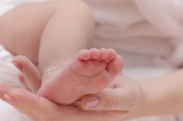 Babyfuß in der Hand — Stockfoto