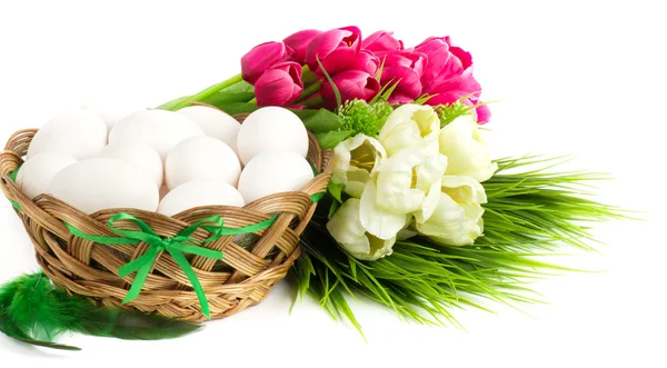 Easter eggs with flowers — Stock Photo, Image