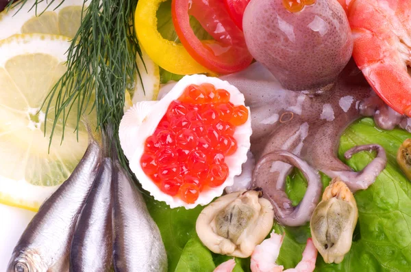 Caviar e frutos do mar — Fotografia de Stock