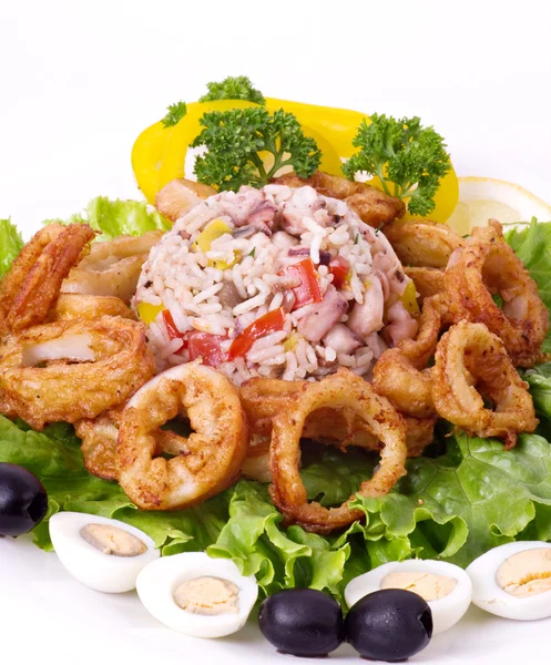 Rissoto with squid rings — Stock Photo, Image