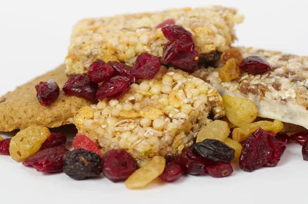 Berries and musli bars — Stock Photo, Image