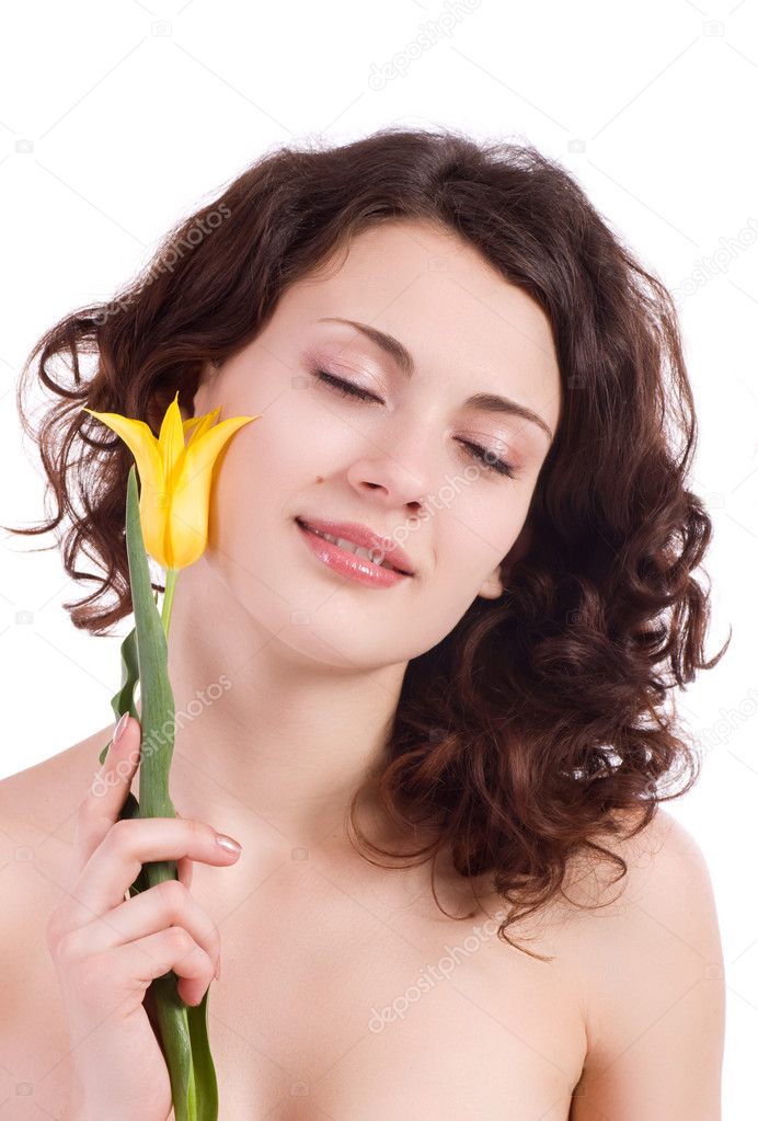 Woman with yellow flower