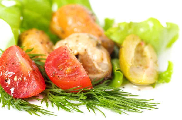 Mosselen met salade — Stockfoto