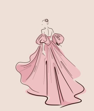 Kadın manken logosu tasarım şablonu. Serbest çizim