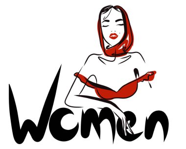 Kadın model logo tasarım şablonu. Serbest çizim