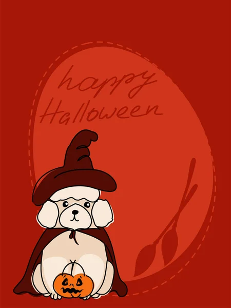 Glad Halloween Hund Monster Kostymer Halloween Fest Illustration Banderoll Inlägg — Stockfoto