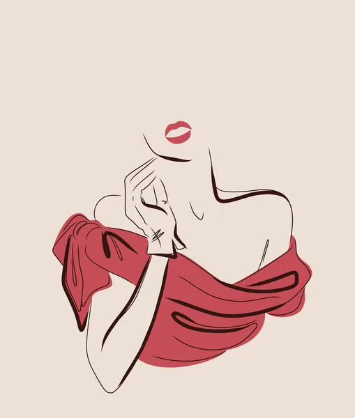 Kadın Manken Logosu Tasarım Şablonu Serbest Çizim — Stok fotoğraf