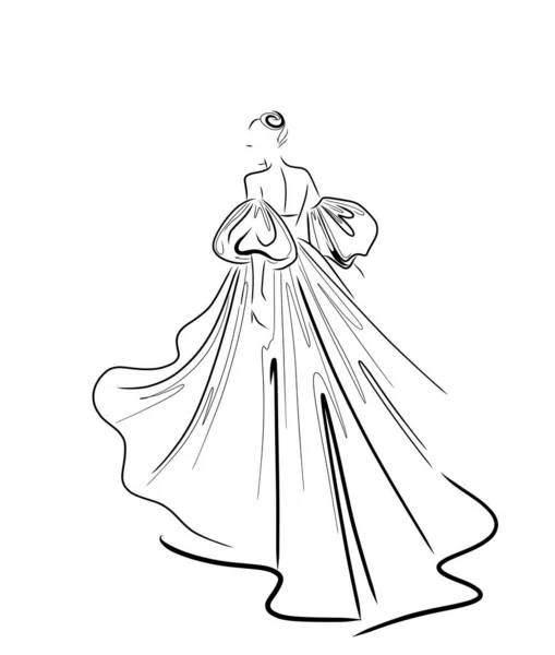 Woman Fashion Model Logo Design Template Freehand Sketch — Stock Photo, Image
