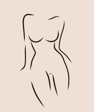 Kadın model logo tasarım şablonu. Vektör Freehand çizimi