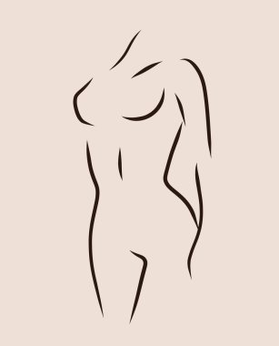 Kadın model logo tasarım şablonu. Vektör Freehand çizimi