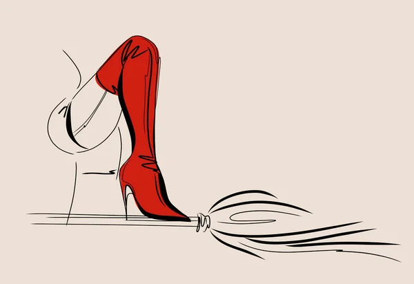 Εικονογράφηση Διάνυσμα Του Χάλογουιν Λεπτό Πόδια Μάγισσα Σκούπα Γυναίκα Μοντέλο — Διανυσματικό Αρχείο