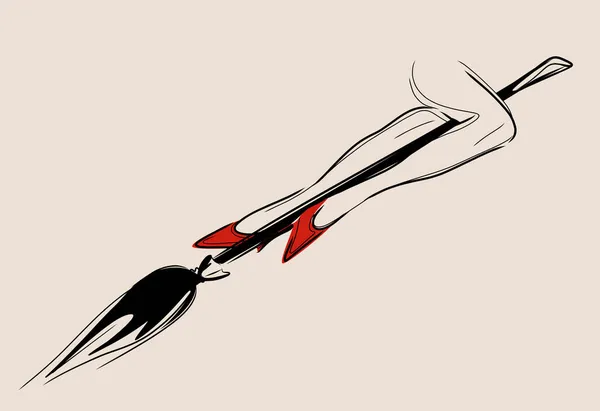 Εικονογράφηση Διάνυσμα Του Χάλογουιν Λεπτό Πόδια Μάγισσα Σκούπα Γυναίκα Μοντέλο — Διανυσματικό Αρχείο