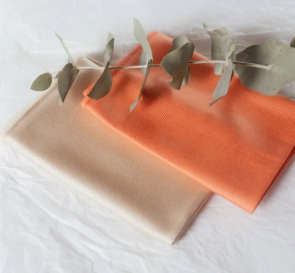 Zachte Badstof Handdoekjes Handdoeken Textiel Huishoudelijke Behandeling Concept Milieuvriendelijke Huisreiniging — Stockfoto