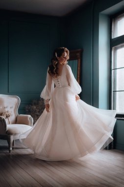 Portrait of beautiful young bride. Delicate female portrait. Wedding make-up. Natural beauty.