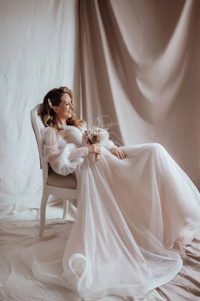 Güzel Genç Gelinin Portresi Hassas Bir Kadın Portresi Düğün Makyajı — Stok fotoğraf