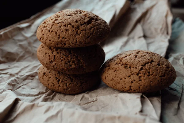 Produtos Padaria Biscoitos Caseiros Com Açúcar Fundo Papel Imagem Fundo — Fotografia de Stock