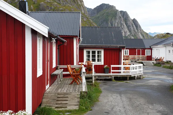 Trähus på Lofotens skärgård — Stockfoto