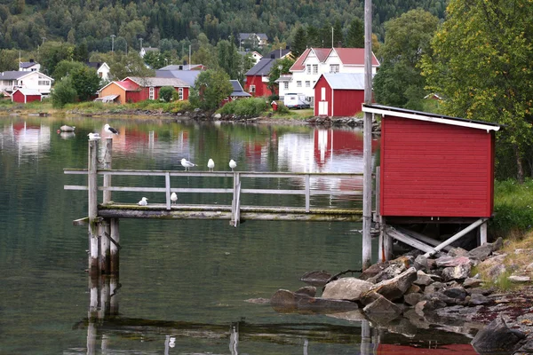 Trähus på Lofotens skärgård — Stockfoto