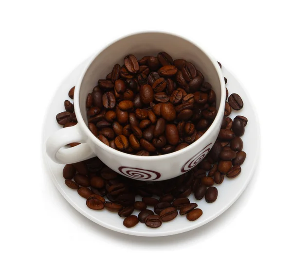 ถั่วกาแฟและถ้วย — ภาพถ่ายสต็อก