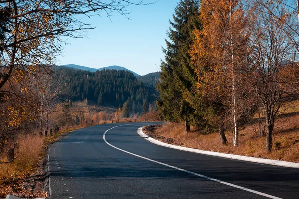 Wycieczka Piękny Krajobraz Widok Górską Drogę Góry Karpat — Zdjęcie stockowe