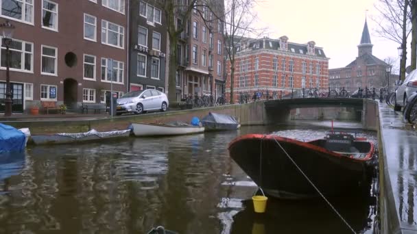 Amsterdam Κατω Χωρεσ Μαρτίου 2018 Δρόμοι Και Κανάλια Του Άμστερνταμ — Αρχείο Βίντεο