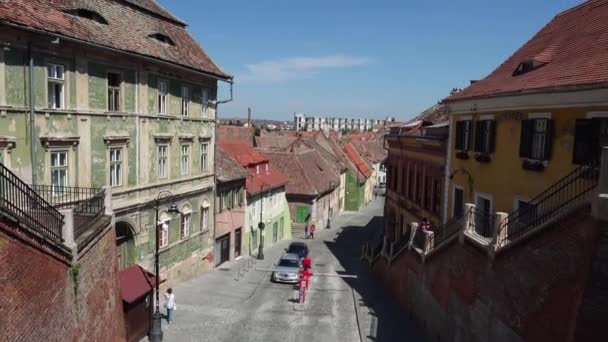 Sibiu Roménia Julho 2019 Ruas Vazias Centro Cidade Medieval Sibiu — Vídeo de Stock