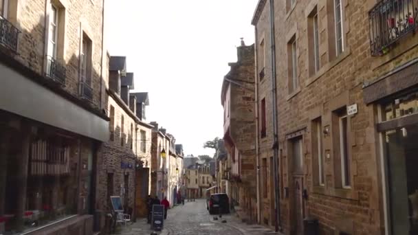 Dinan France Απριλιοσ 2018 Θέα Του Άδειου Όμορφου Δρόμου Παλιά — Αρχείο Βίντεο