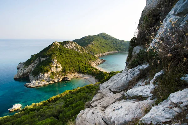 Krásný Výhled Pláž Porto Timoni Afionas Ostrov Korfu Řecku — Stock fotografie