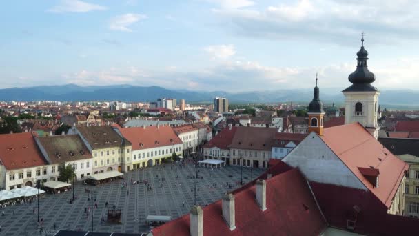 Vue Aérienne Place Principale Sibiu Vue Tour — Video