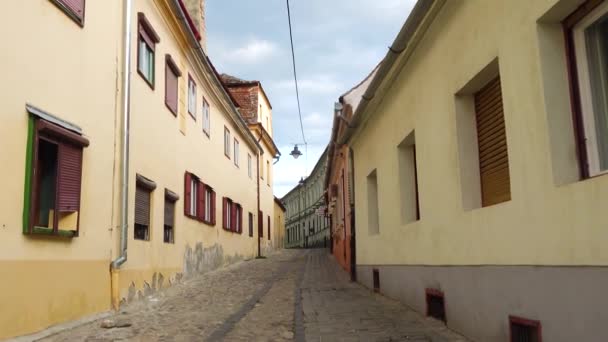 Sibiu Romania Giugno 2019 Strade Vuote Nel Centro Storico Della — Video Stock